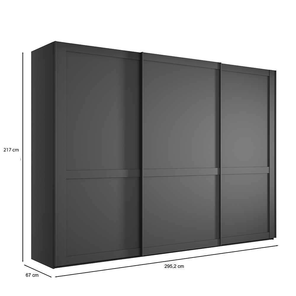 Dunkelgrauer 3-türiger Schwebetürenschrank mit Abmessungen 217x295,2x67 cm – Mataram