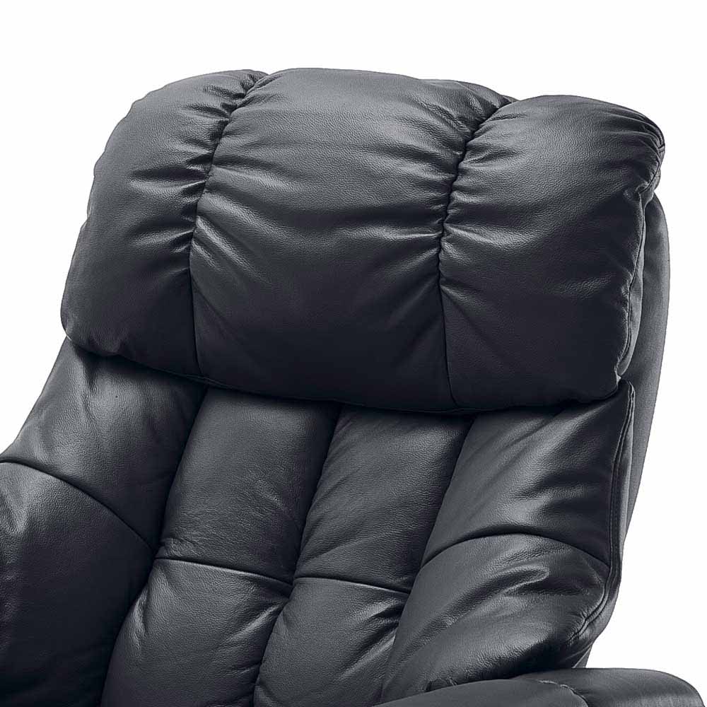 Mechanisch verstellbarer Sessel in Schwarz Leder Trujano mit Fußhocker (zweiteilig)