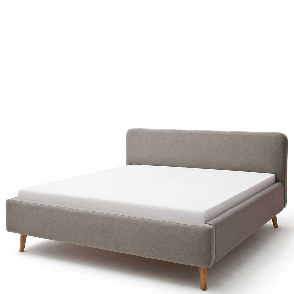 Modernes Stoff Doppelbett in Taupe - Vivien