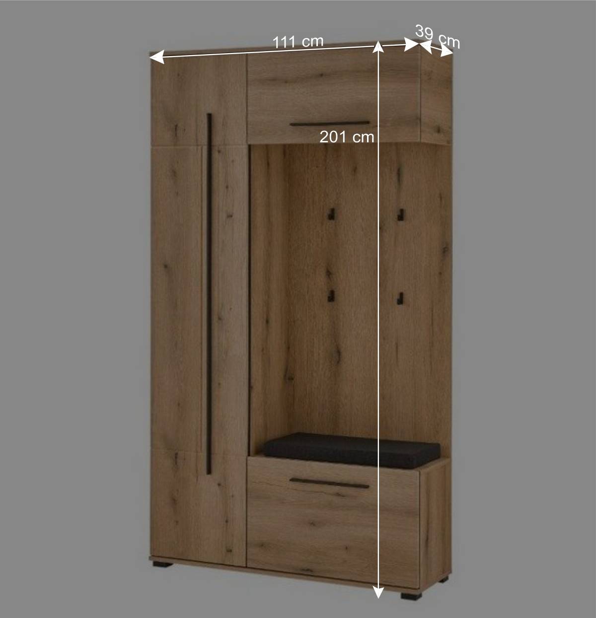 Kompaktgarderobe in Eiche Holzoptik - Moviess