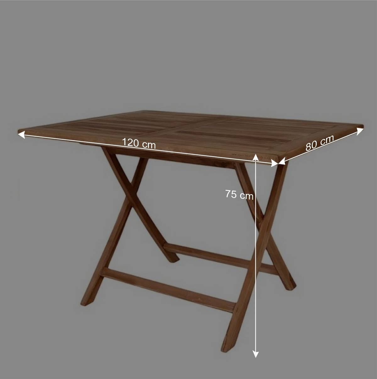 Teakholz Garten Klapptisch in 120x80 cm - Vienna