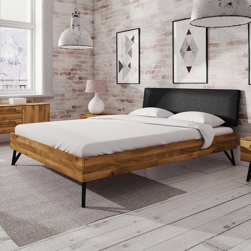 Ehebett Designbett mit Wildeiche Rahmen - Mandirov