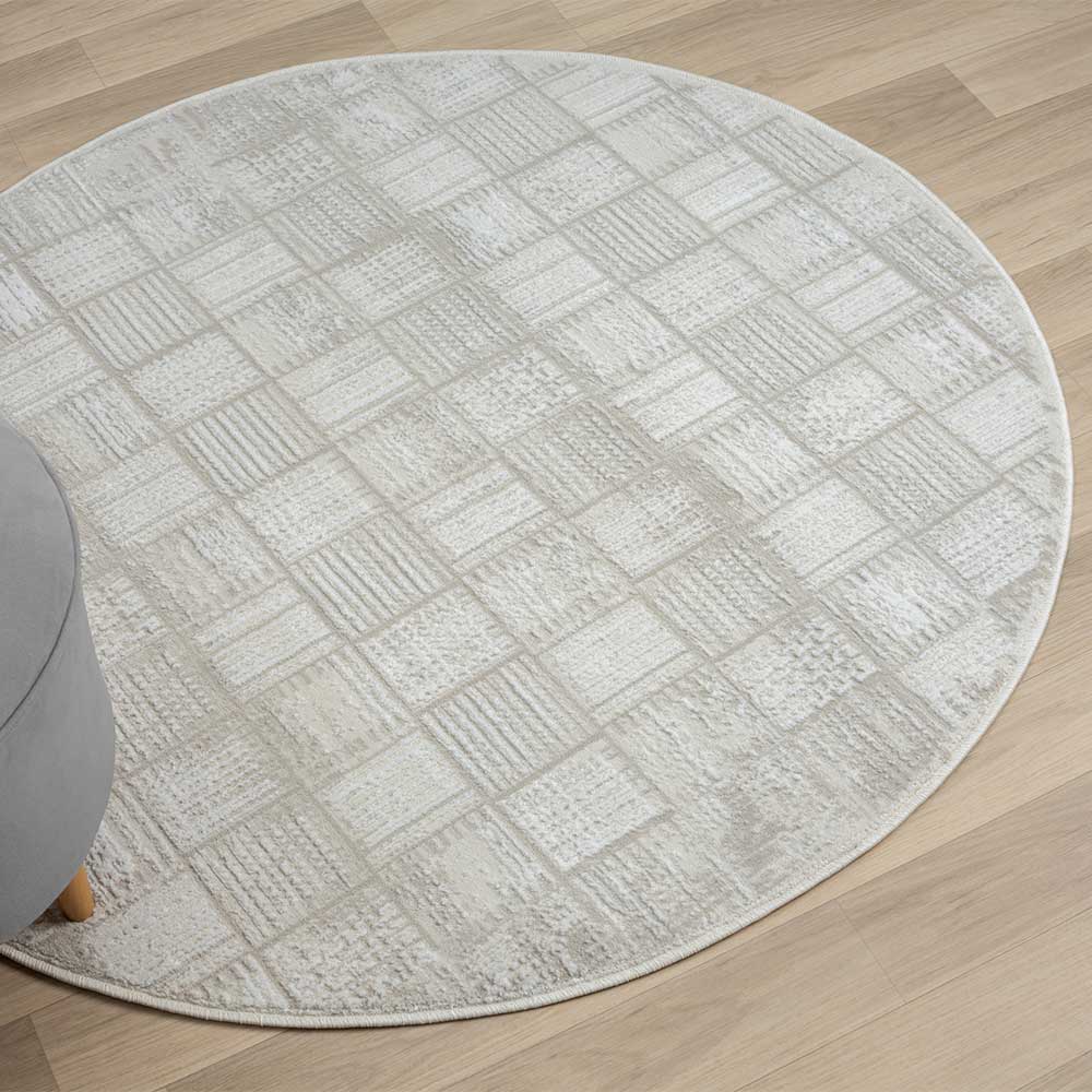 120cm runder Teppich mit kurzem Flor - Taomy