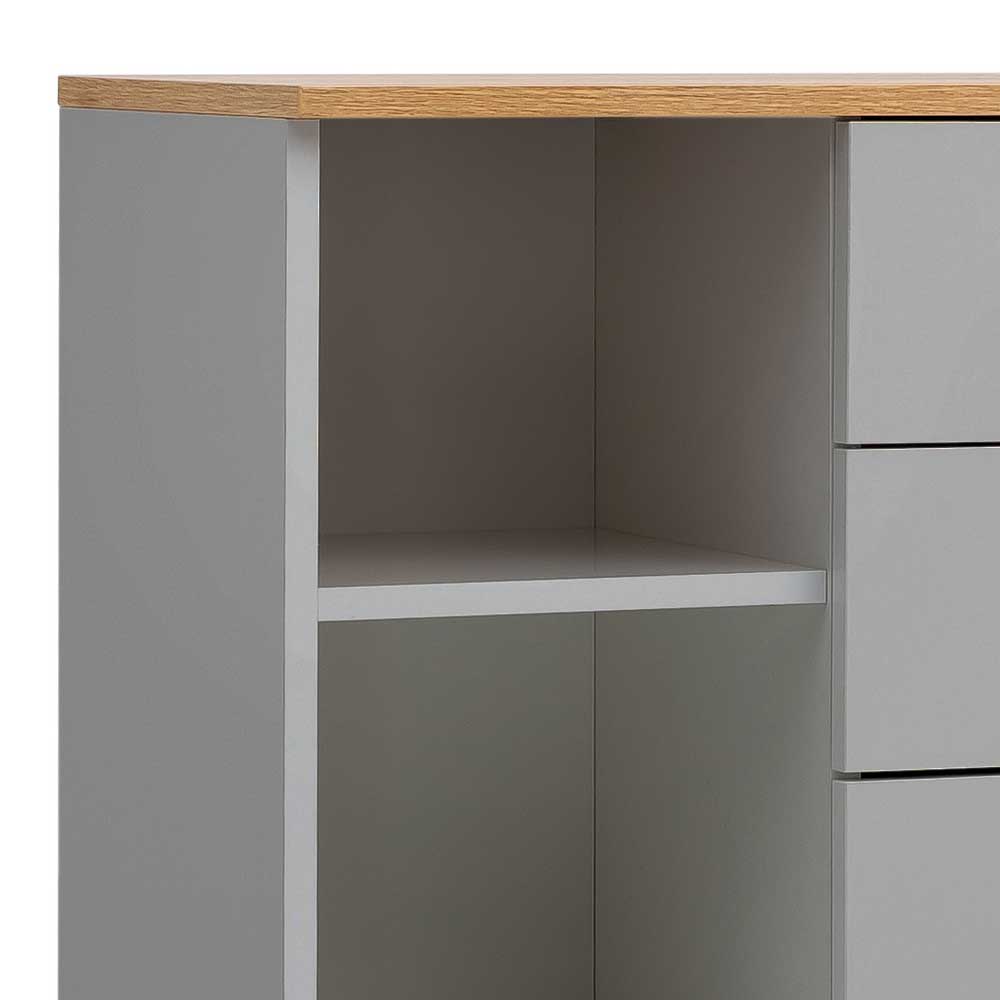 Bad Highboard in Platingrau und Eiche - Nienzo