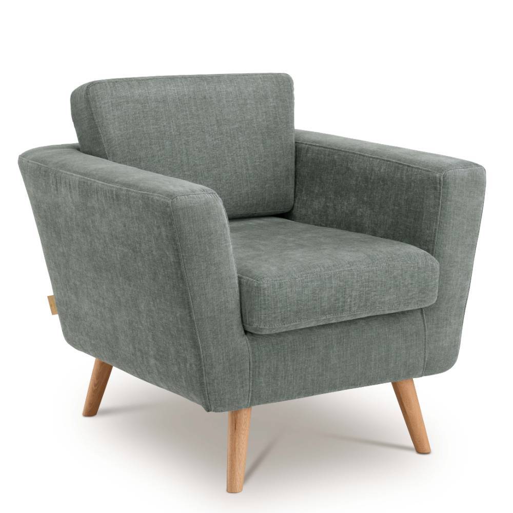 Scandi Chic Lounge-Sessel in Graugrün - Thaddos