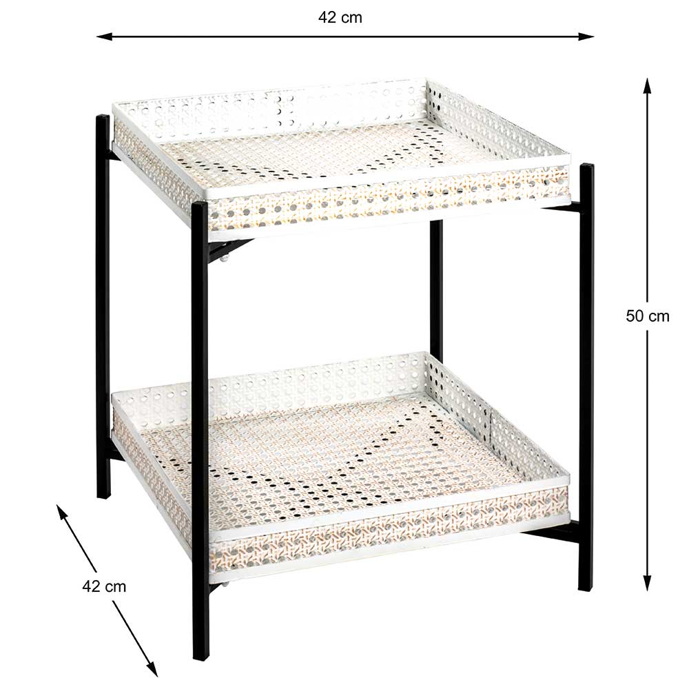 42x42 cm Metall Beistelltisch in Creme & Schwarz - Lubines