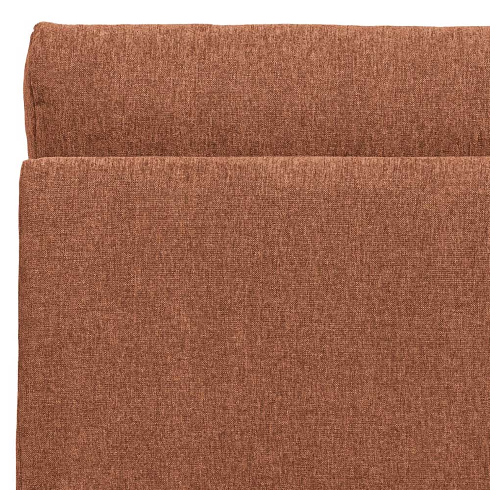 Detailansicht der oberen Kante der rostbraunen Chenille-Rückenlehne des Sofamoduls – Brixx