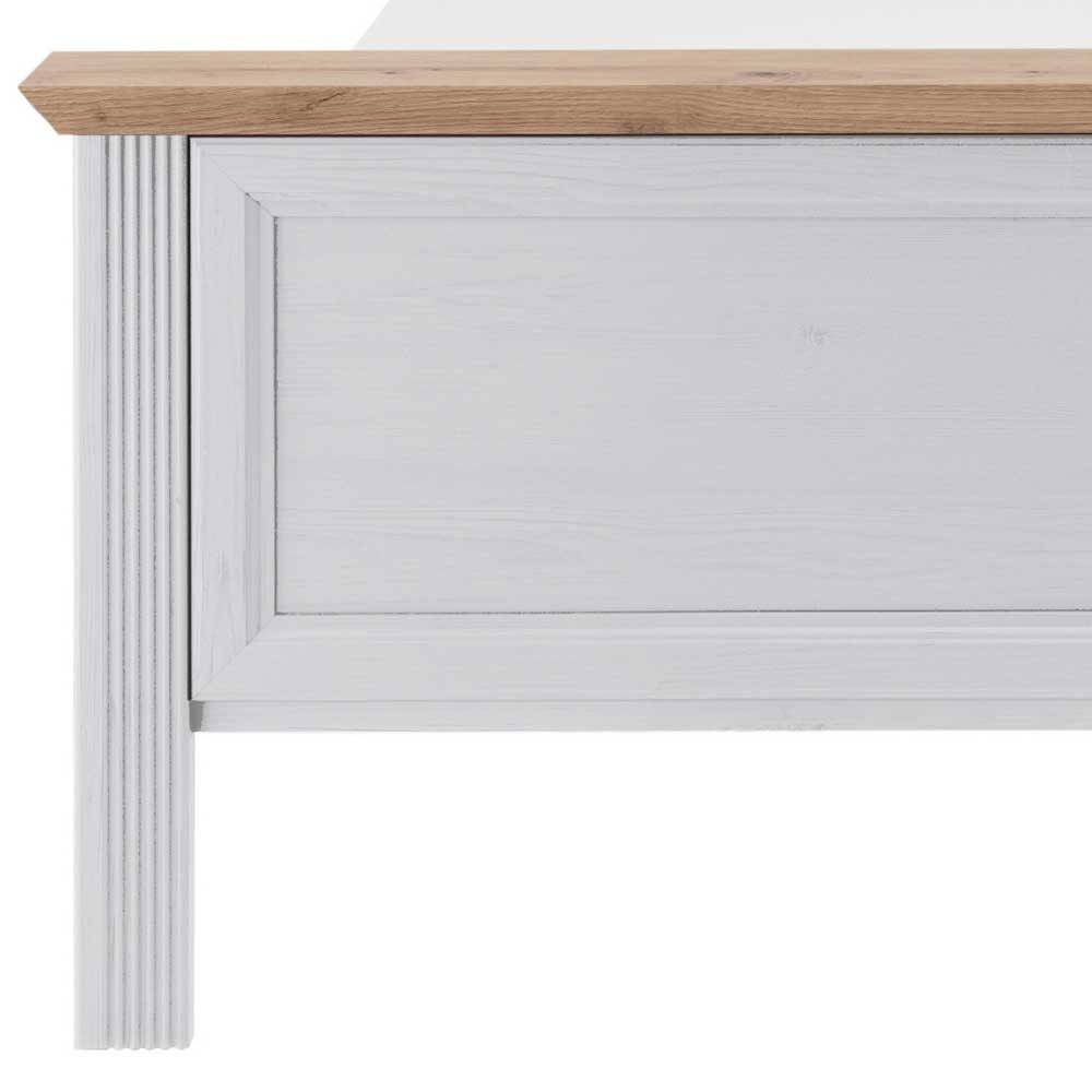 Fußteil und Bettseite im Landhausstil in Pinie Weiß mit Holzplatte – Maggio