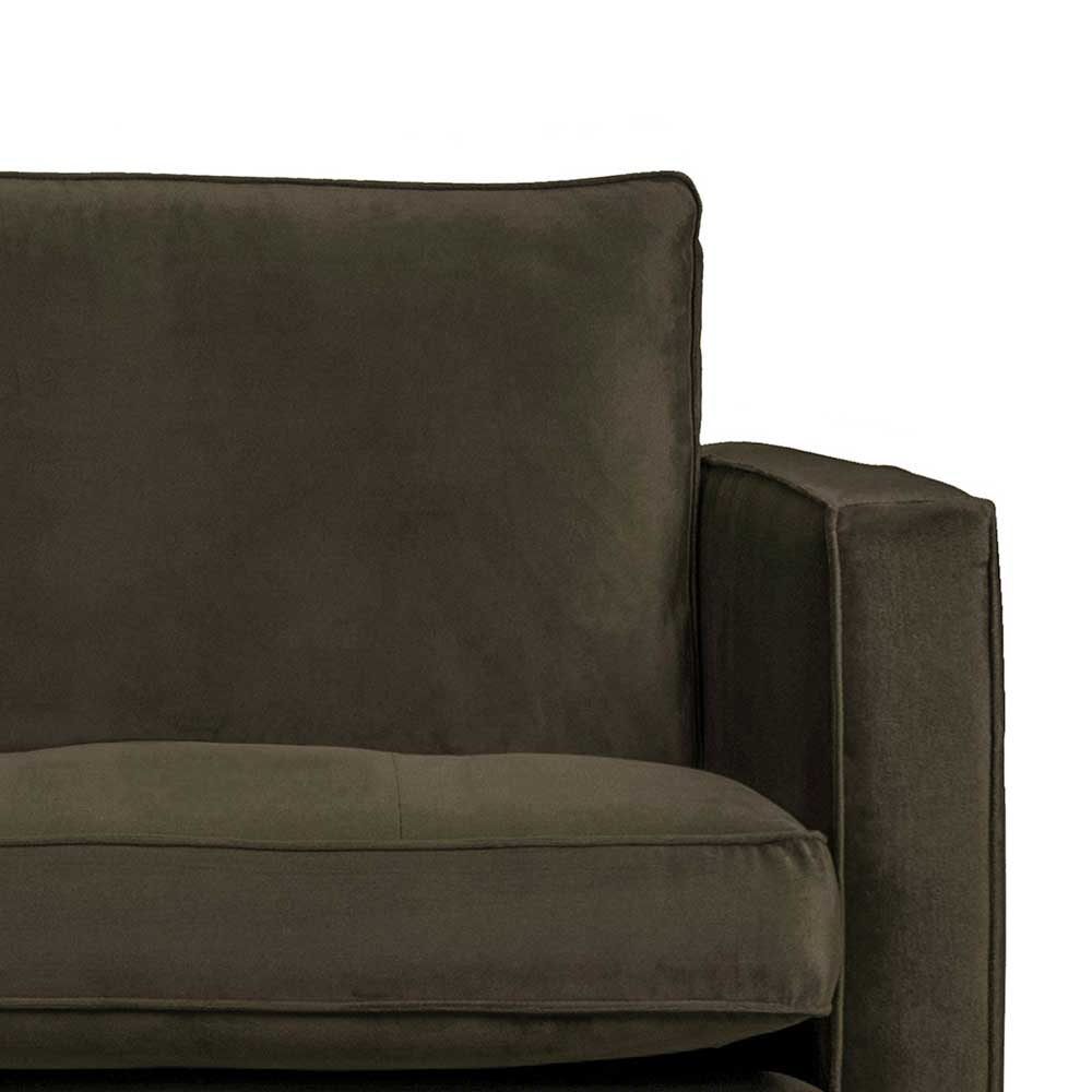 Retro Wohnzimmercouch in dunklem Grün & Schwarz - Sumatria