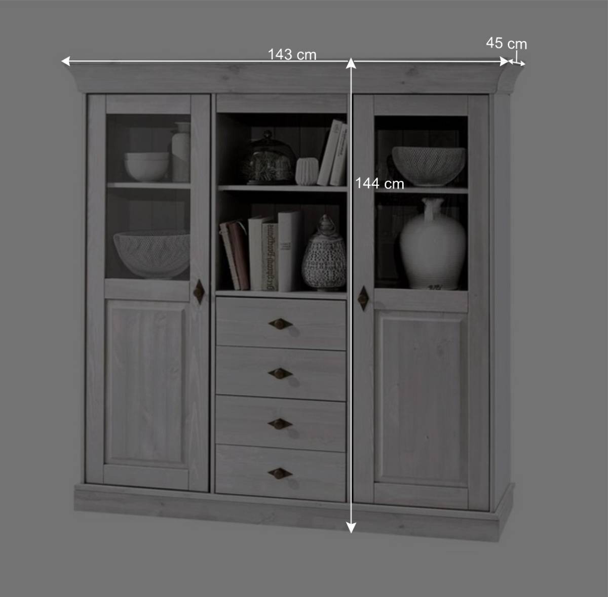Wohnzimmer Highboard Piatra aus Kiefer teilmassiv