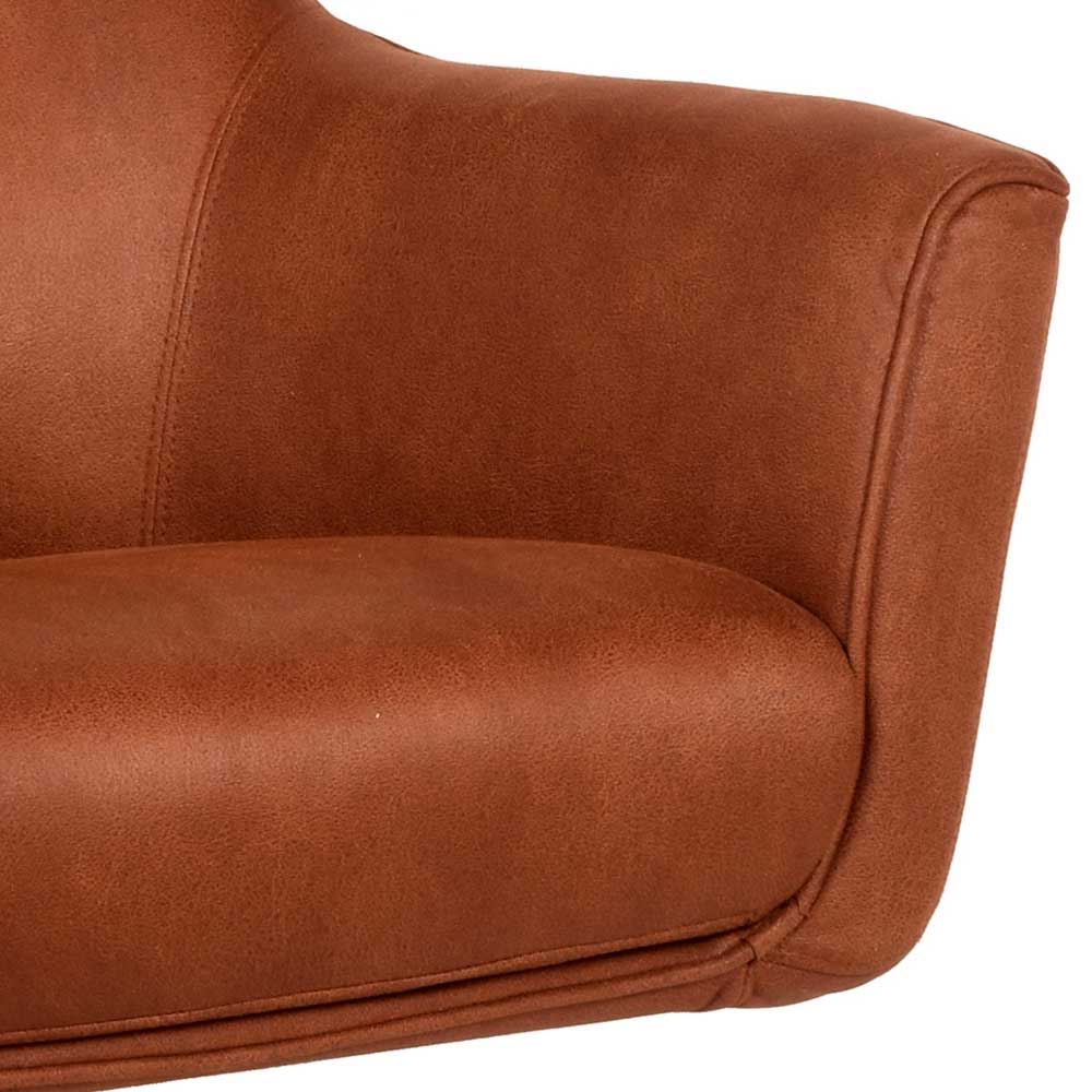 Drehbarer Wohnzimmersessel in Cognac Braun - Crocetta