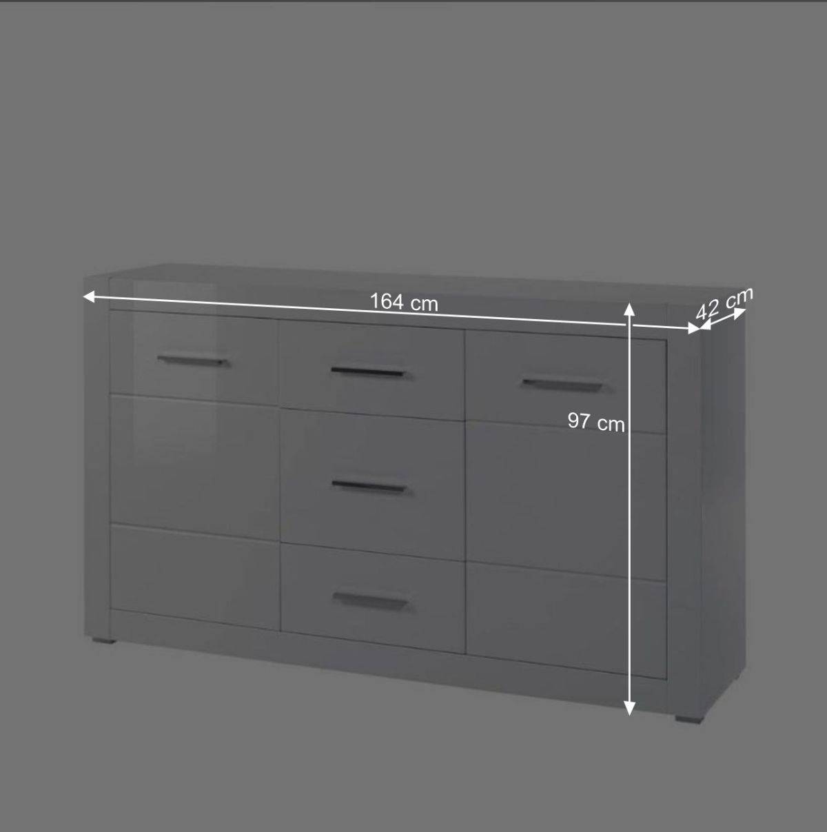Weißes Sideboard mit Hochglanz Front Yulis & Chrom Metallgriffen