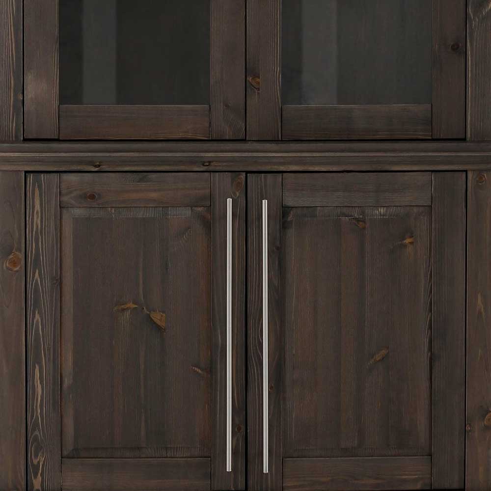 Vitrine aus dunkel lackiertem Kiefernholz - Syvila