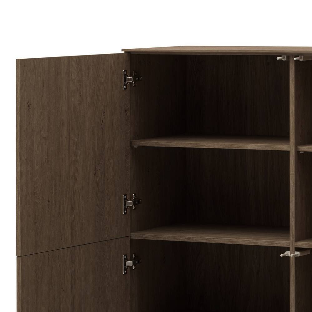 Offenes 4-türiges Highboard in Nussbaum Holzoptik mit Einlegeböden und Scharnieren für Stauraum – Julado