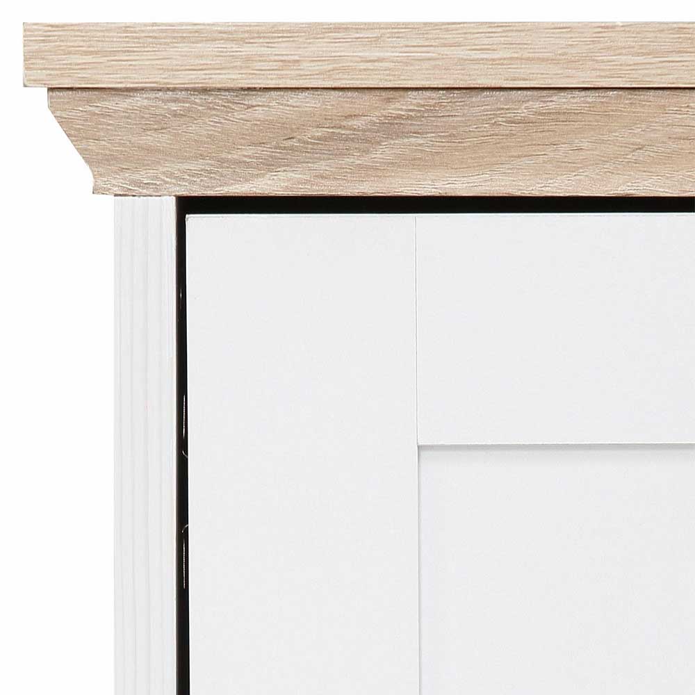 84x80x35 cm Schrank in Weiß & Eichefarben - Akedra
