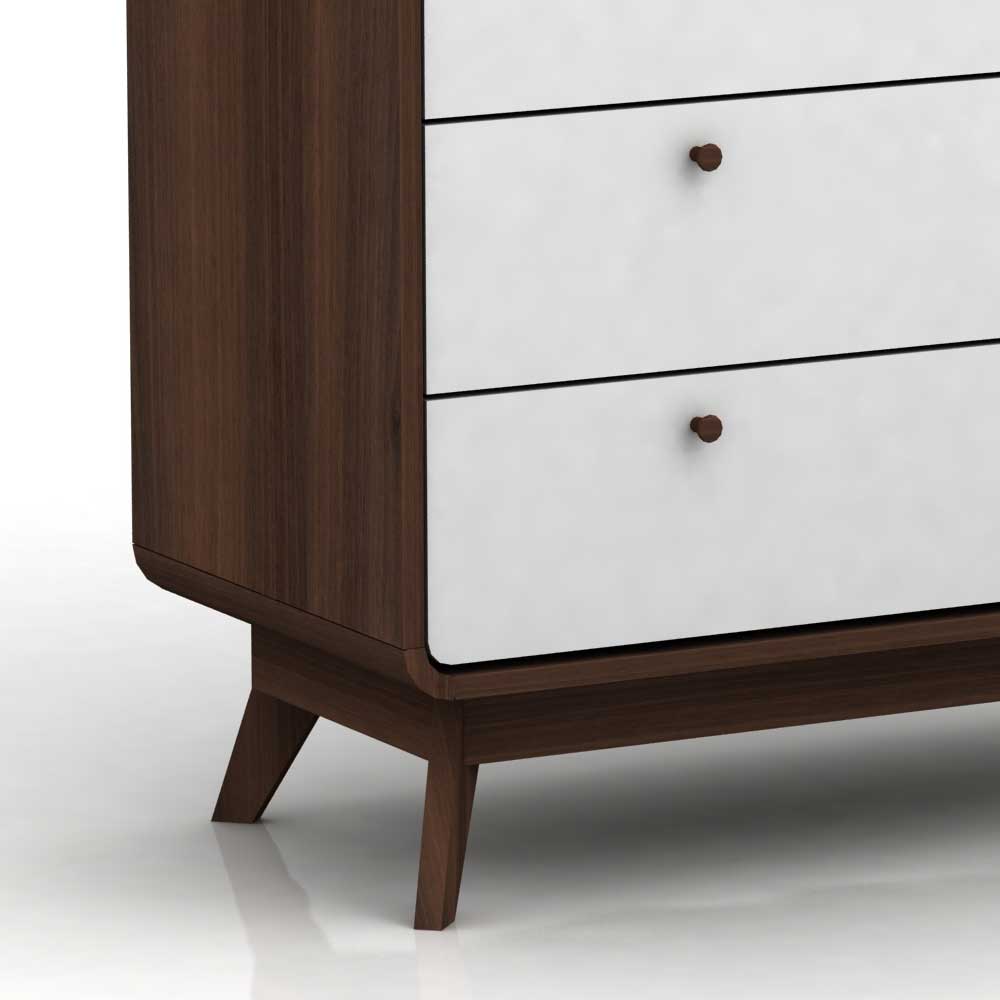 80x88x39 Design Kommode in Weiß & Walnuss - Devkan