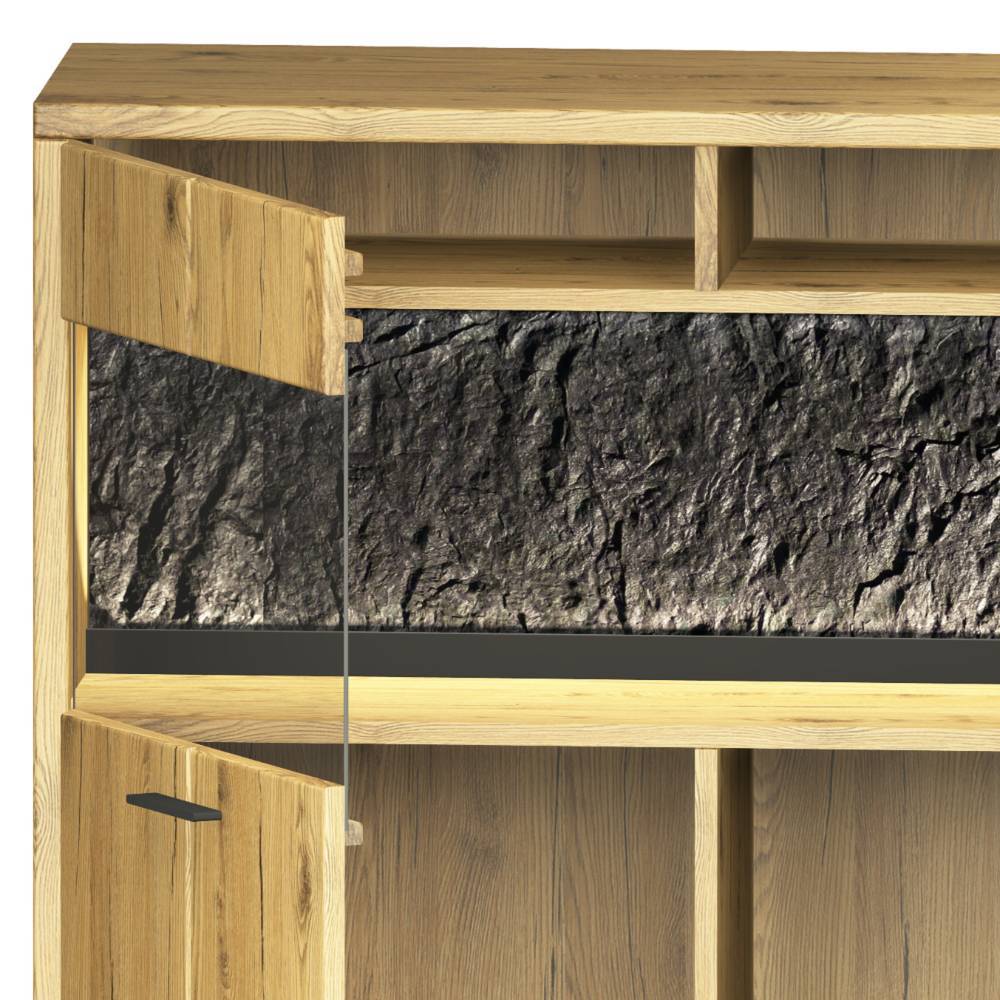 Highboard Vitrine aus Wildeiche Massivholz - Friburgo