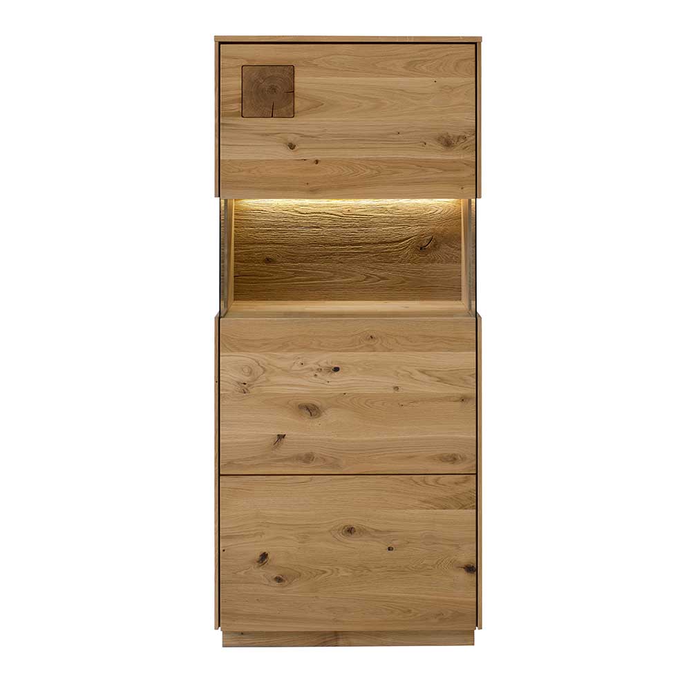 1-türige Highboard Vitrine aus Wildeiche - Millena