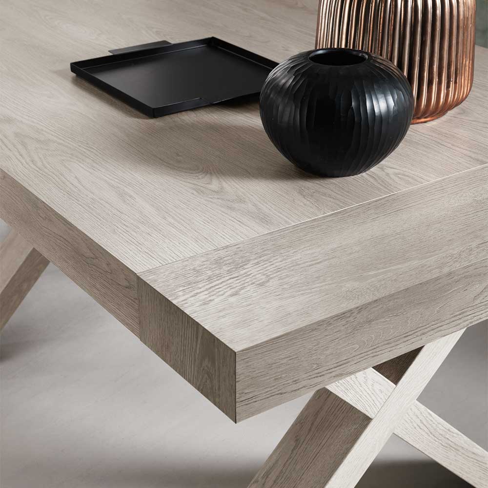 Stylischer Esszimmer Ausziehtisch in Kiefer Grau - Senva