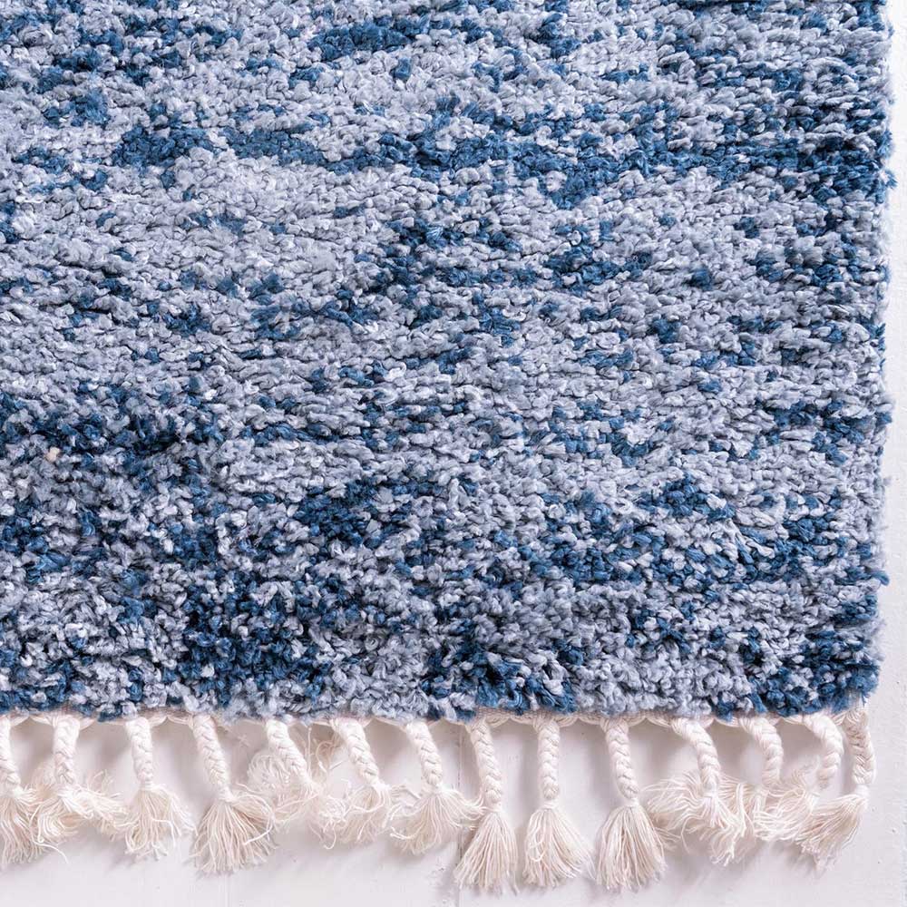 Teppich Läufer in Blau und Creme gemustert - Jilys