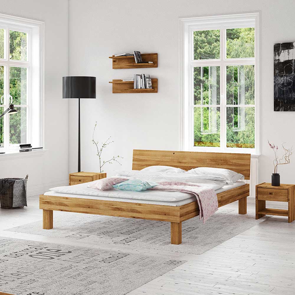 Kurzes Bett aus Wildeiche mit 190cm Länge - Olbysca