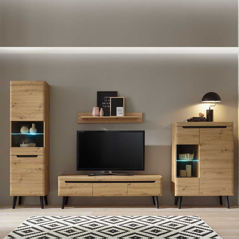 Designer Wohnwand Scandi Chic - Olcian (vierteilig)