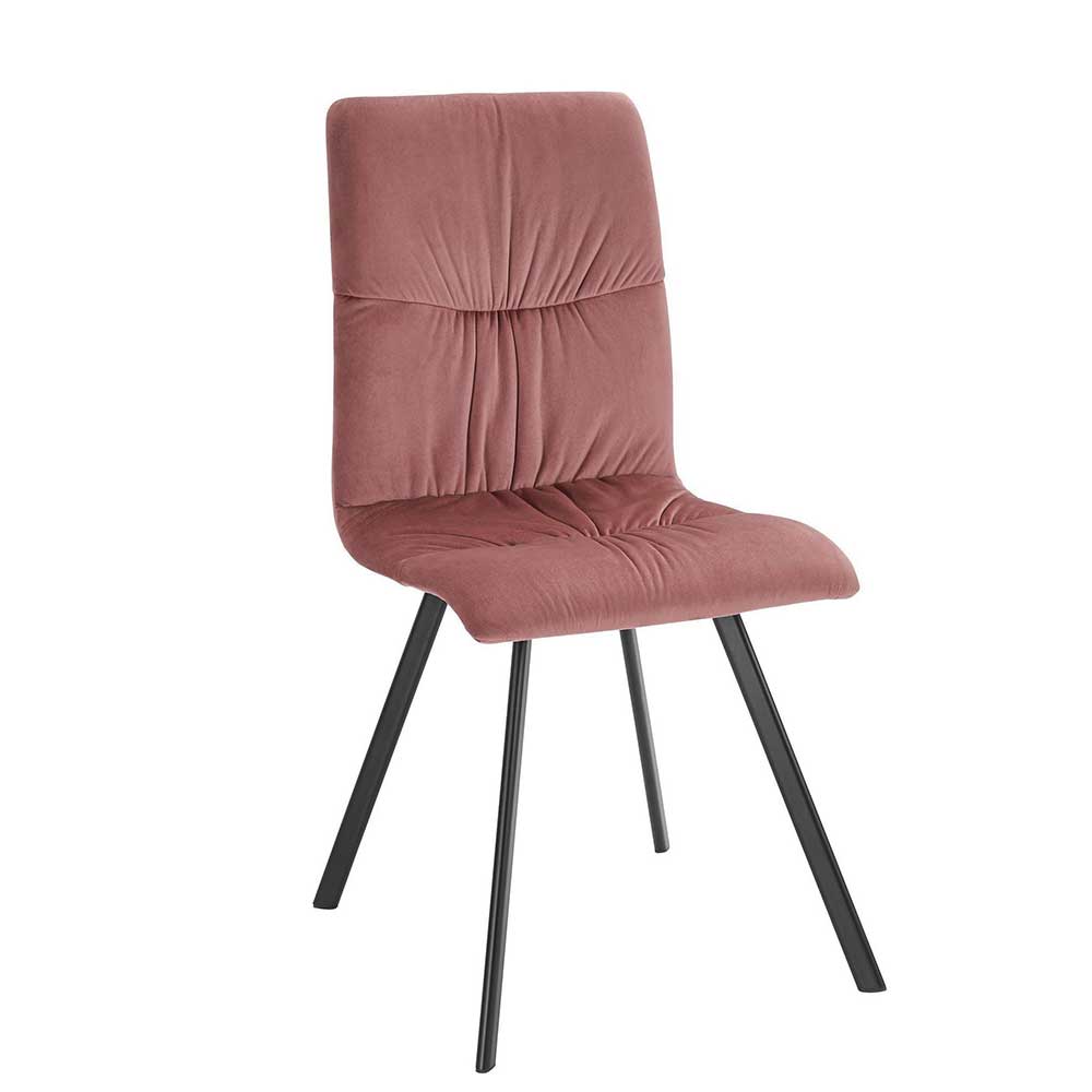 Stühle in Altrosa Samtstoff - Henvic (2er Set)