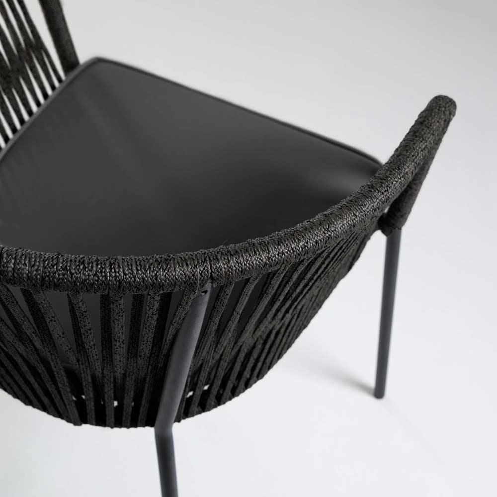 Stühle mit Kordelgeflecht in Schwarz - Gesdana (4er Set)