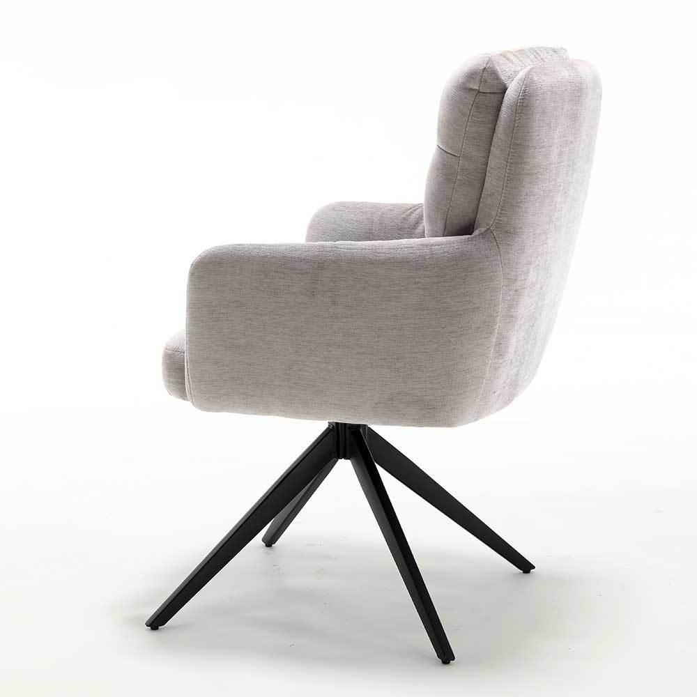 Chenille Tischsessel in Taupe - Vatros (2er Set)