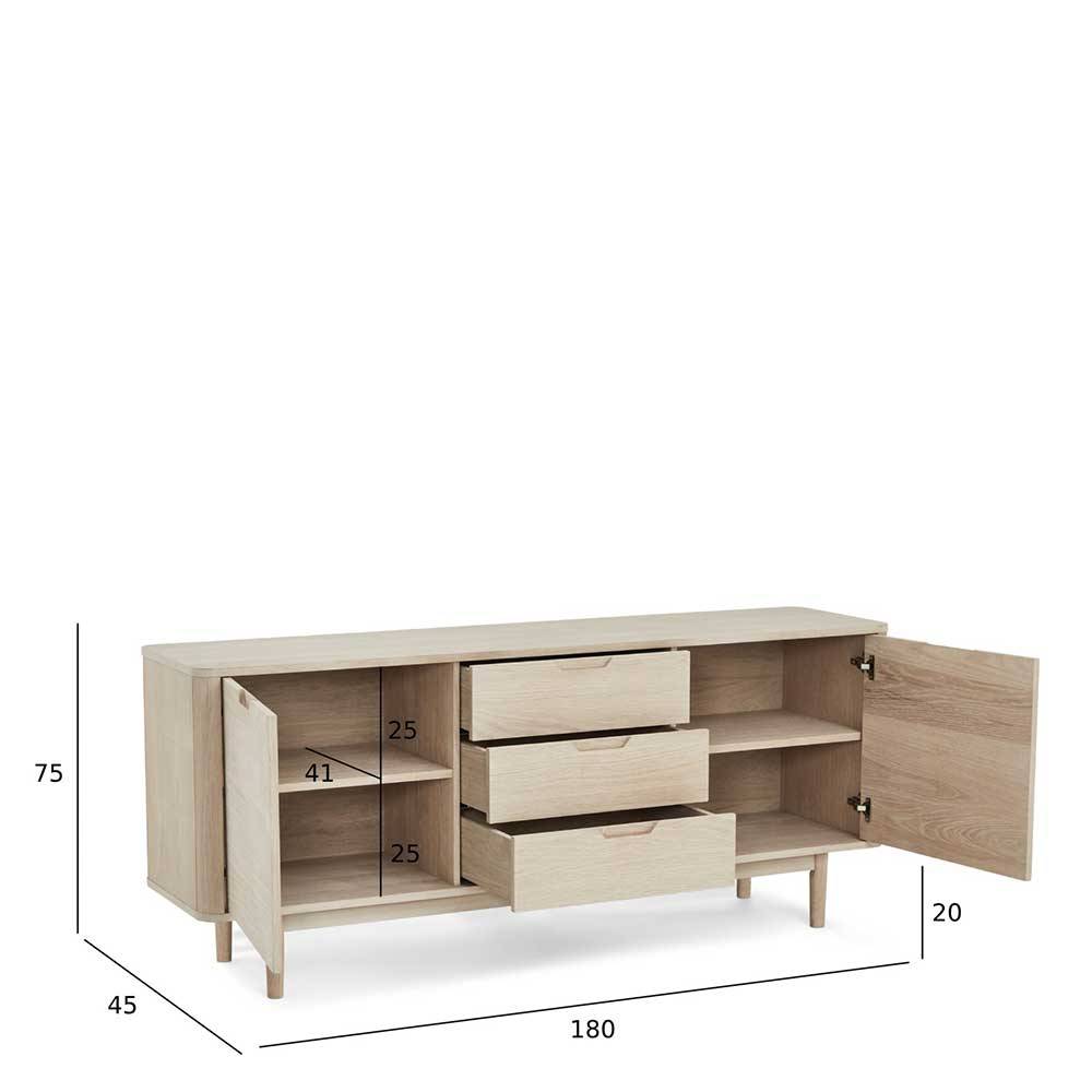 Scandi Chic Sideboard in Eiche Weiß - Rosanna