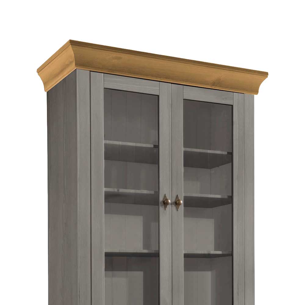 Vitrinenschrank Cempino in Grau und Natur