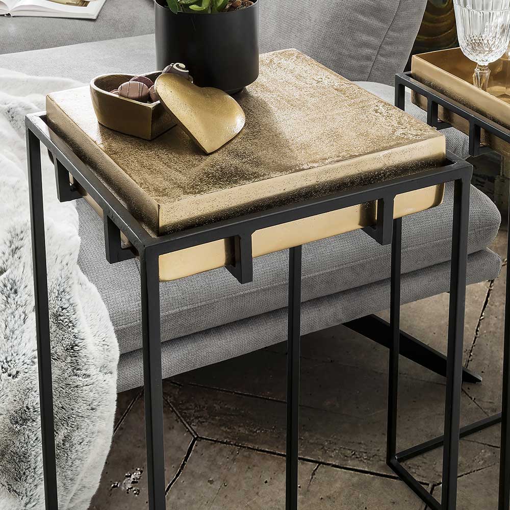 2-Satz-Tisch in Bronze Gold & Schwarz - Fagnetta (zweiteilig)