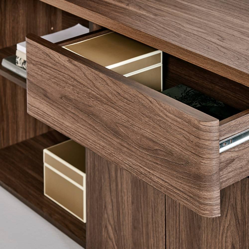 Schreibtisch mit Seitenregal in Walnuss Optik - Wake