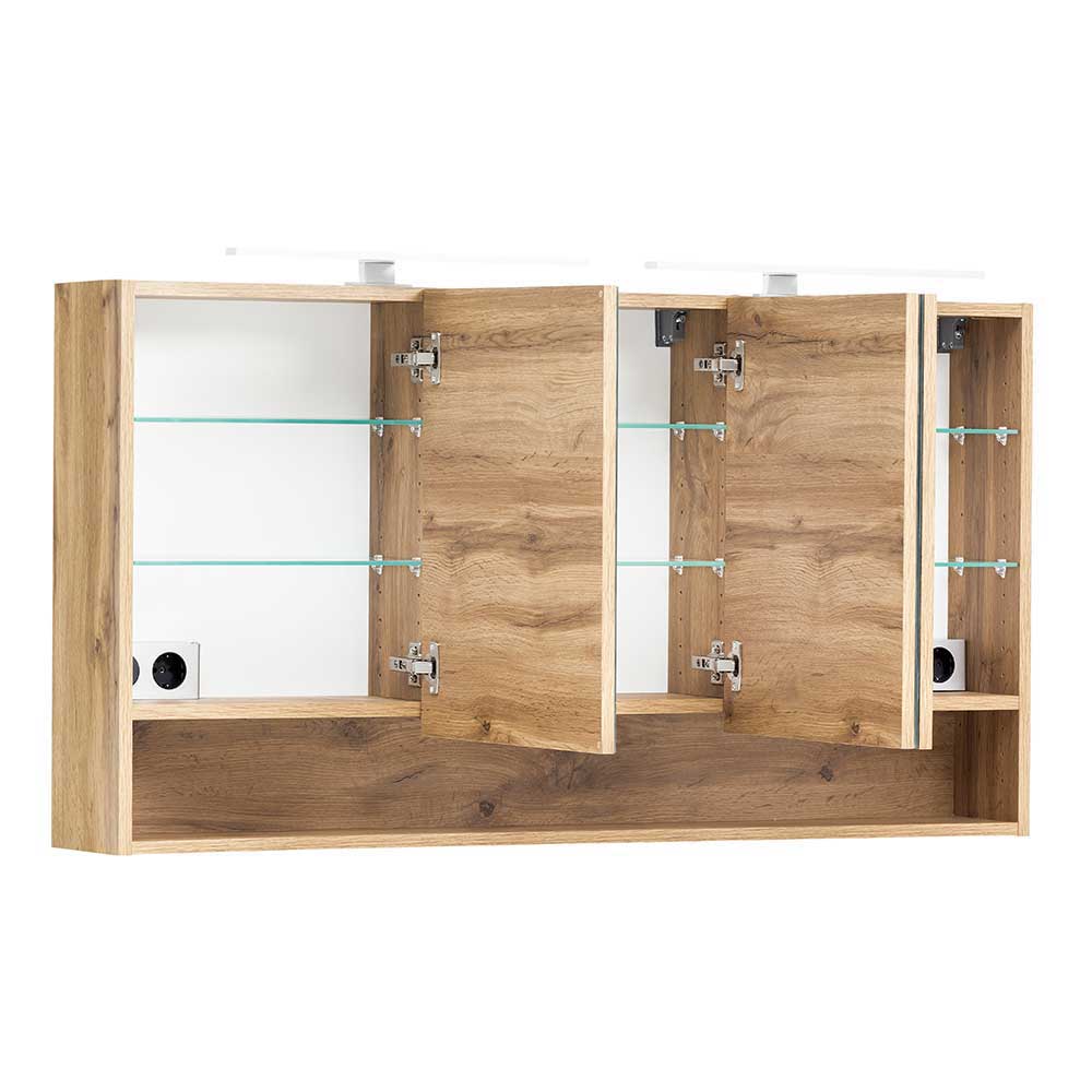 Waschkonsole mit 2 Becken & Spiegelschrank - Tofias (zweiteilig)