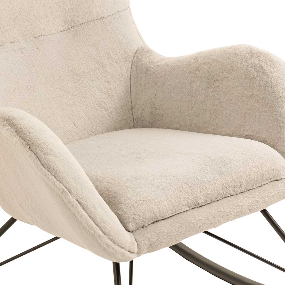 Schaukelsessel aus Webplüsch in Beige - Sharkas