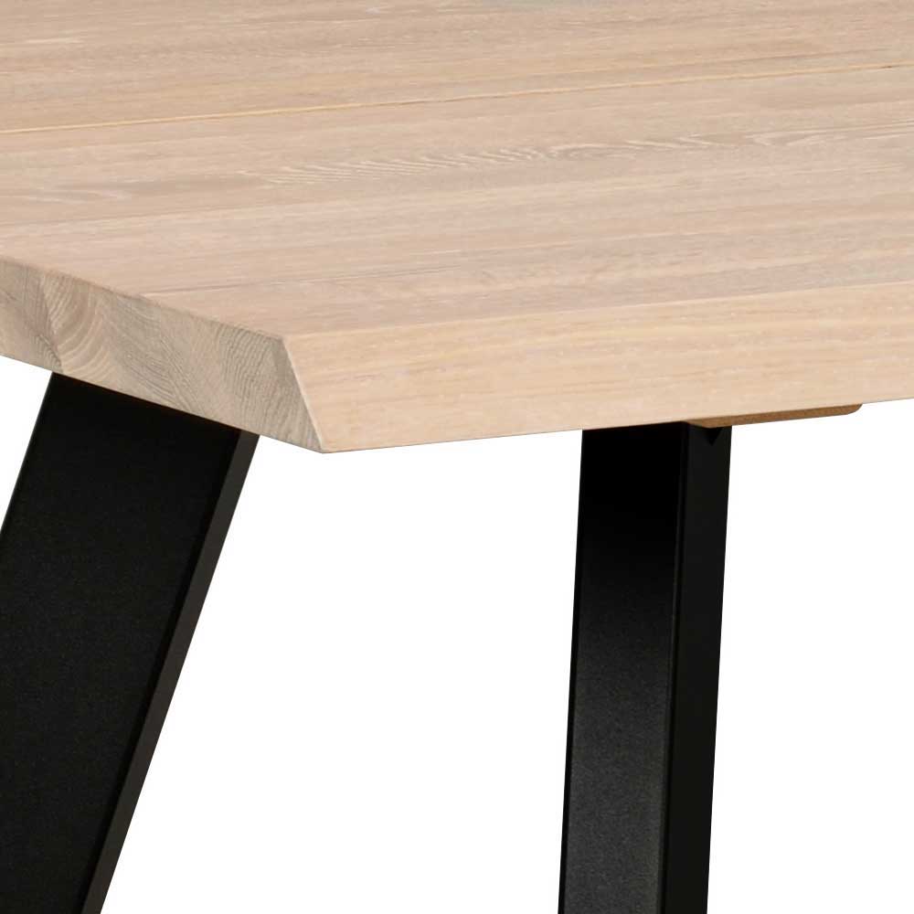 White Wash Eiche Tisch mit 4 Stühlen - Pulva (fünfteilig)