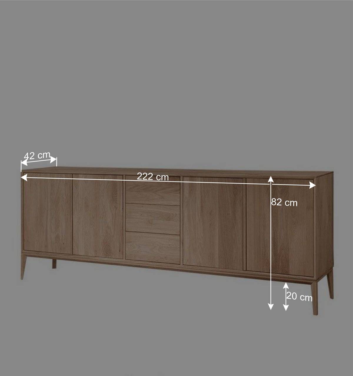 Edles Sideboard aus Wildeiche Bianco geölt - Lamia