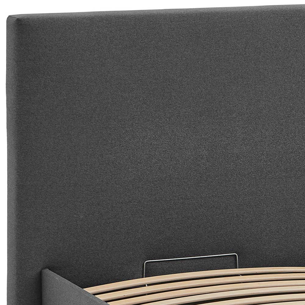 Doppelbett mit Stauraum in Anthrazit Stoff - Clarford