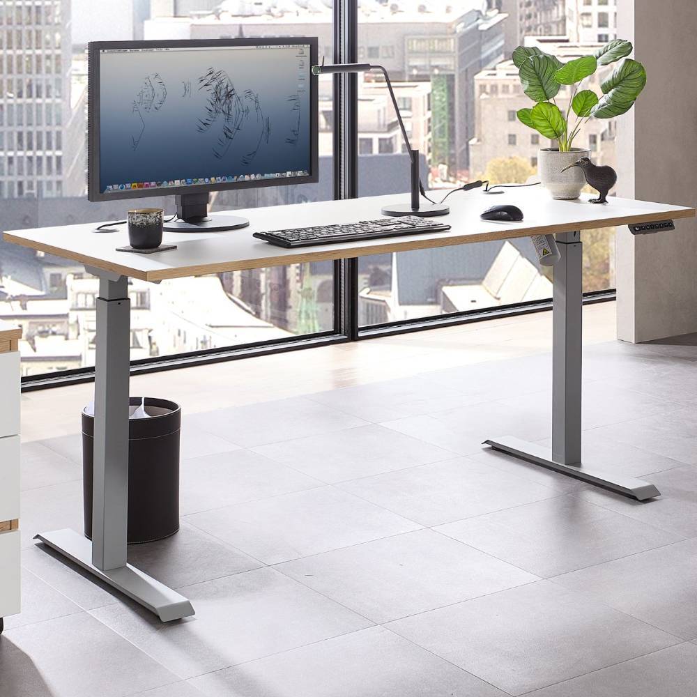 Elektrisch verstellbarer Officetisch in Weiß - Anesto