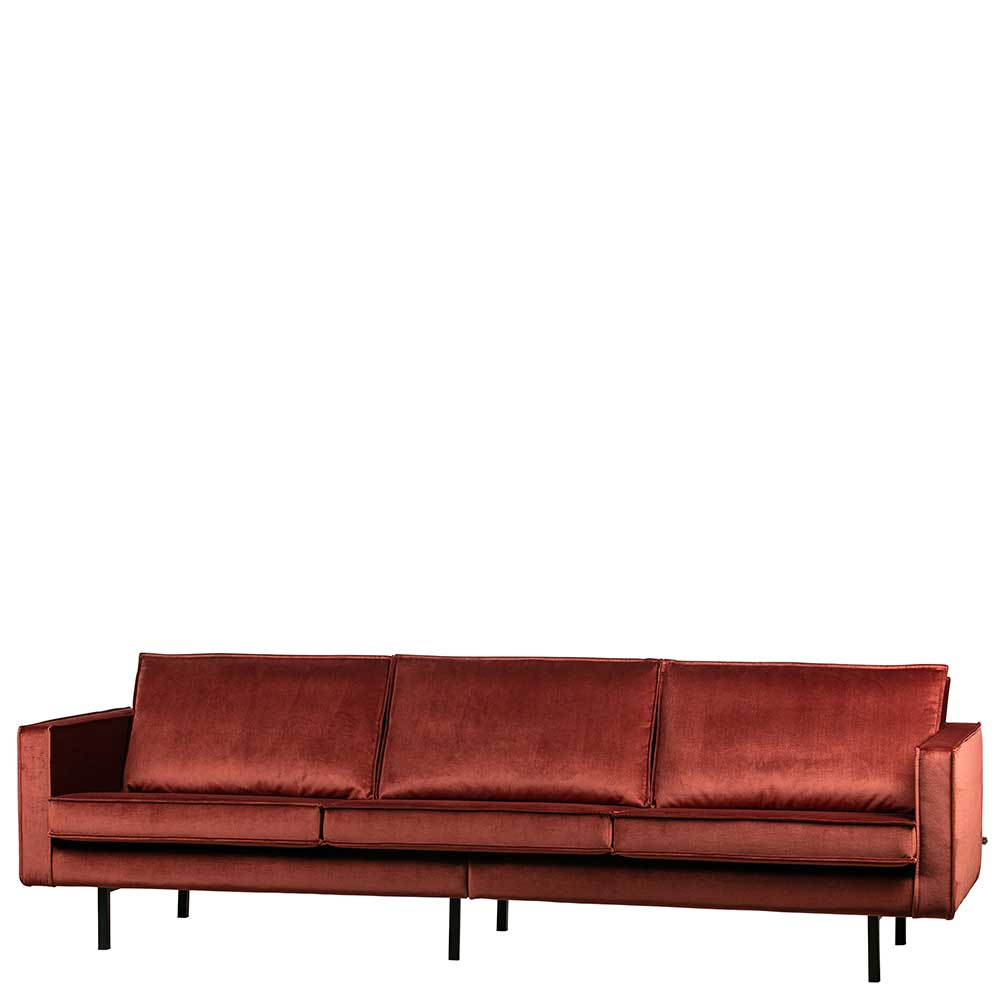 Retro Stil Polstersofa in Rotbraun Samt - Enzing