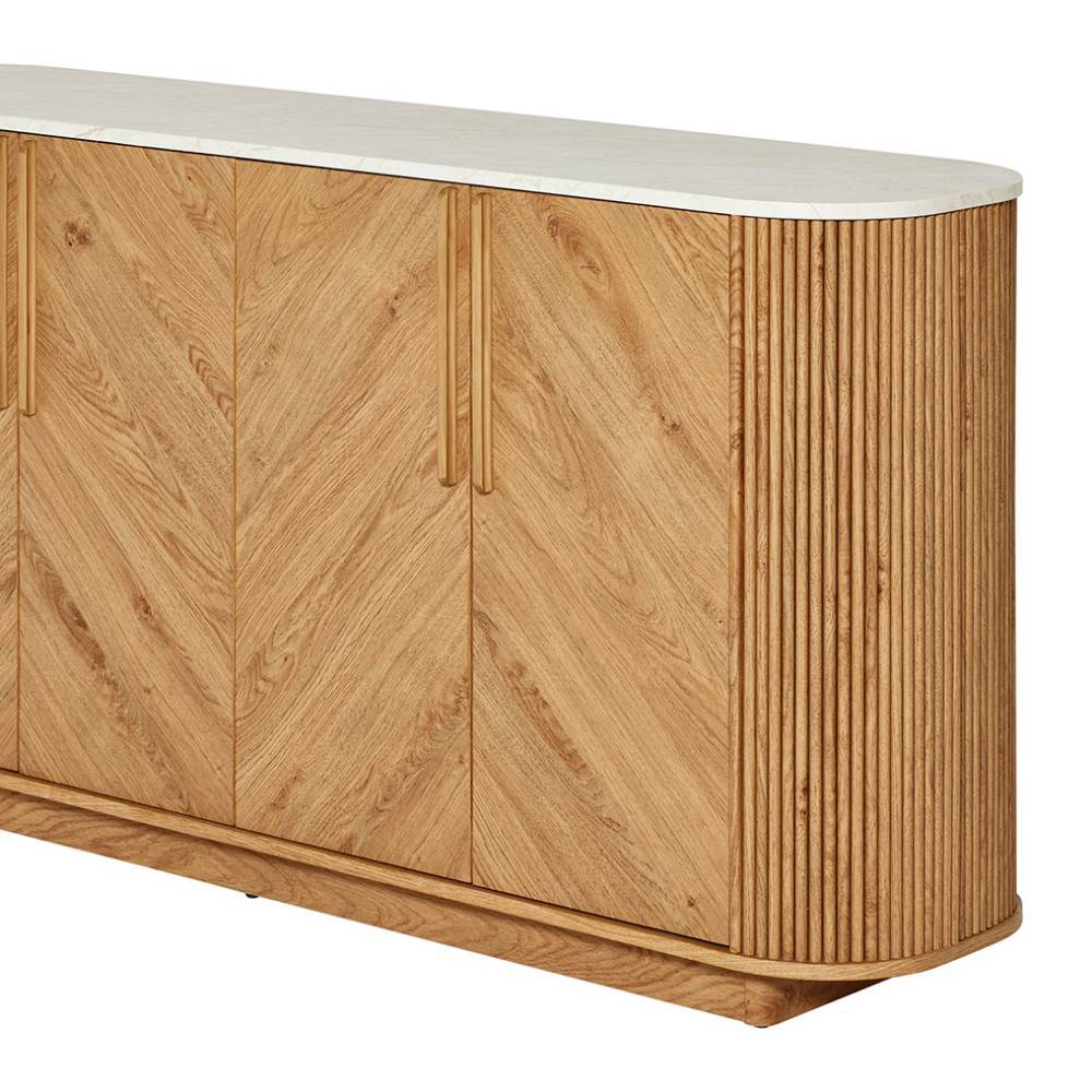 Ovales Sideboard in Eiche und Weiß - Fistrana