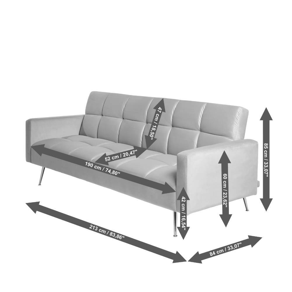 Klappcouch in Dunkelgrün Samt - Aurach