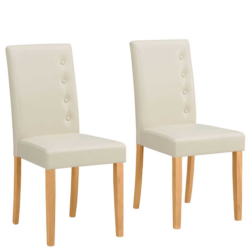 Esszimmerstuhl in Creme & Kiefer - Ribera (2er Set)