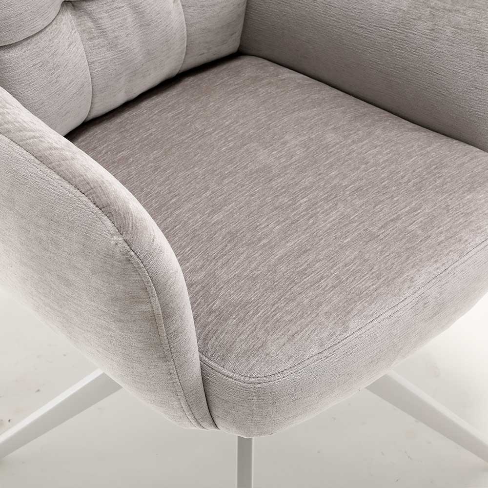 Esstisch Drehstuhl in Taupe und Weiß - Sarduna (2er Set)
