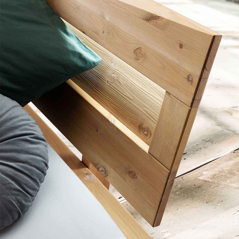 Balkenbett aus Kiefer mit LED Beleuchtung - Enjta