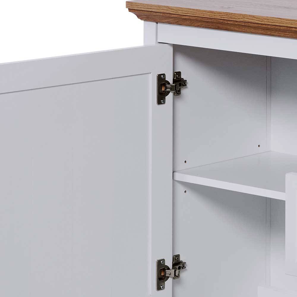 Landhaus Sideboard in Weiß und Eiche - Smaly