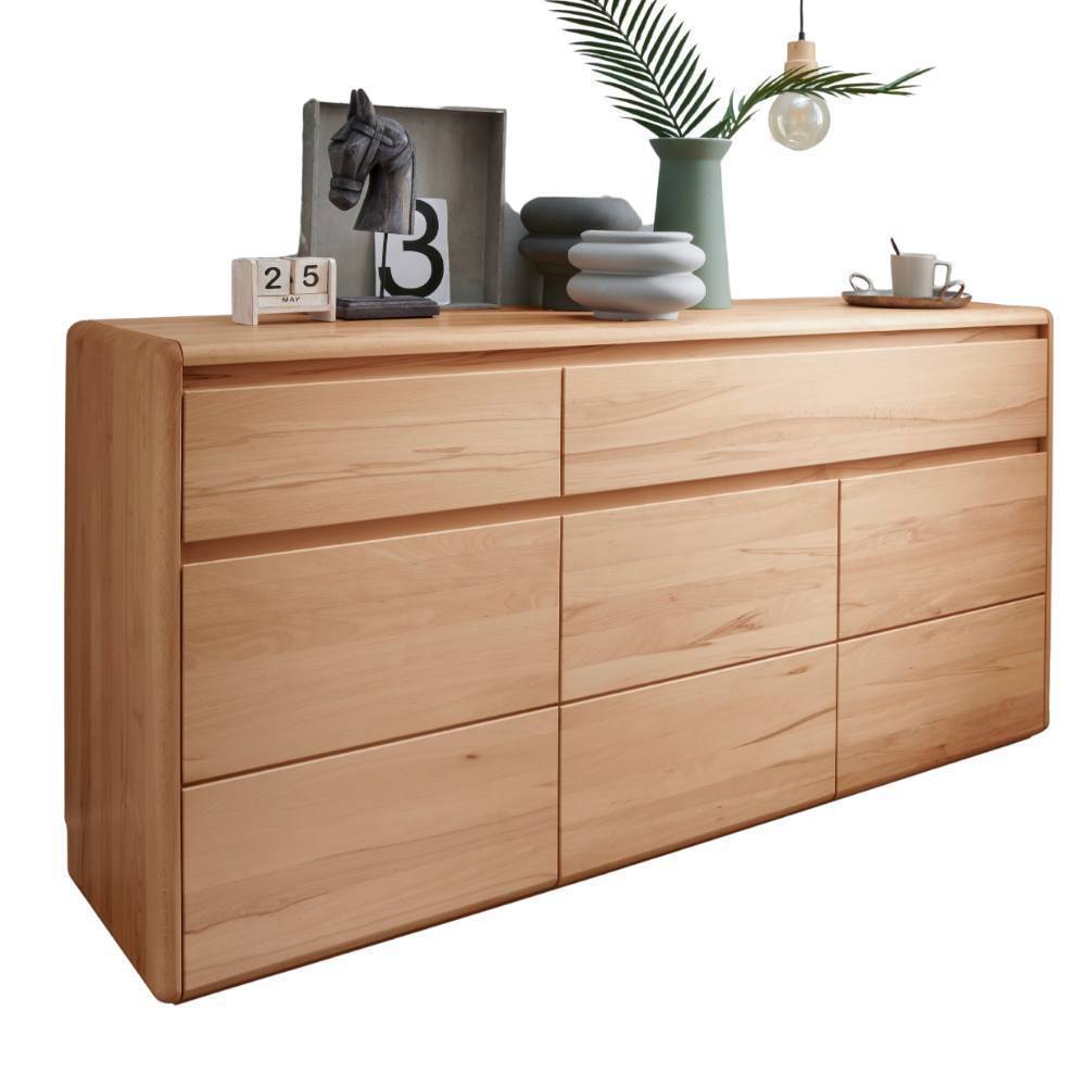 Kernbuche Sideboard mit drei Türen und sechs Schubladenfronten, elegantes Wohnzimmermöbel – Embus
