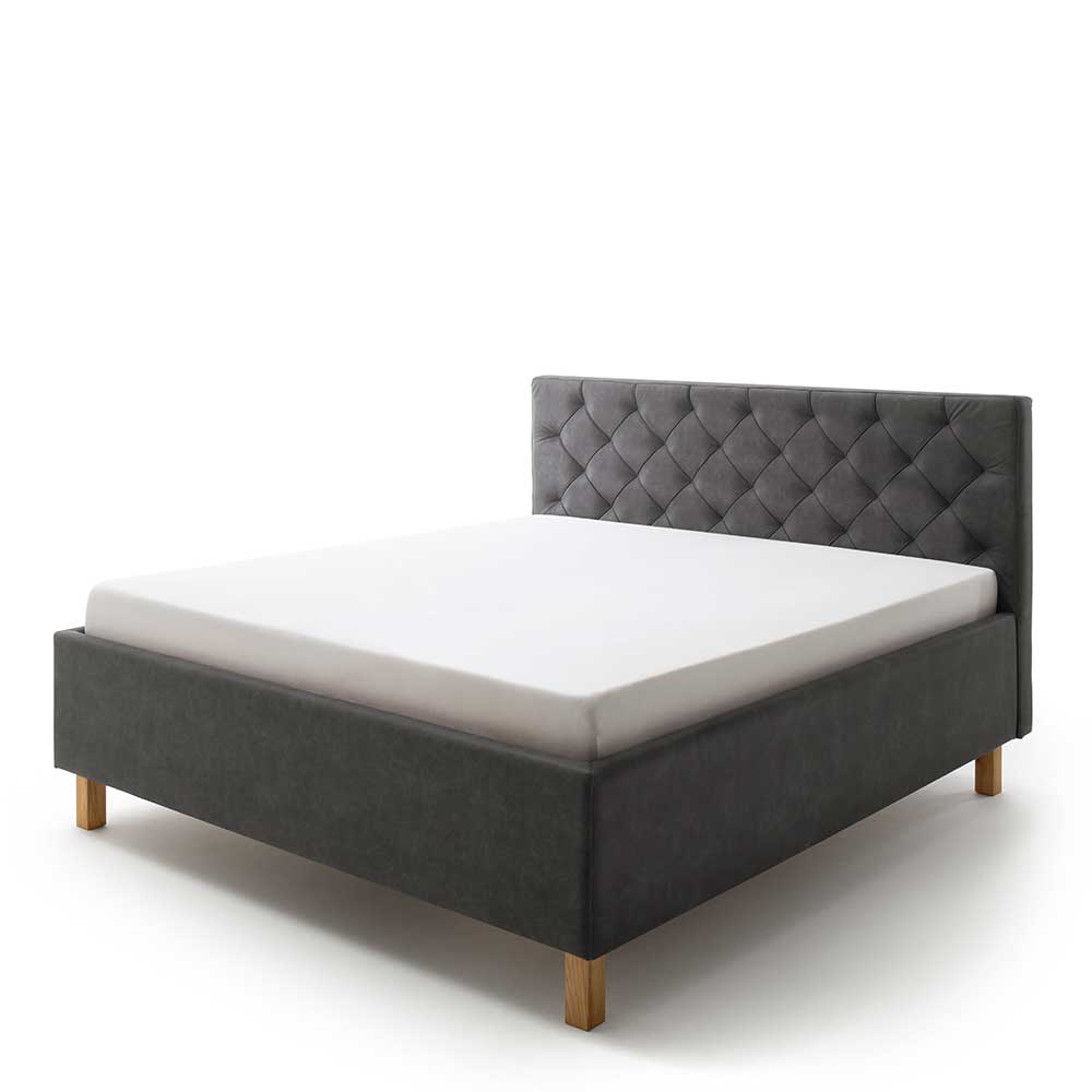 Ehebett mit Bettkasten in Anthrazit - Globals