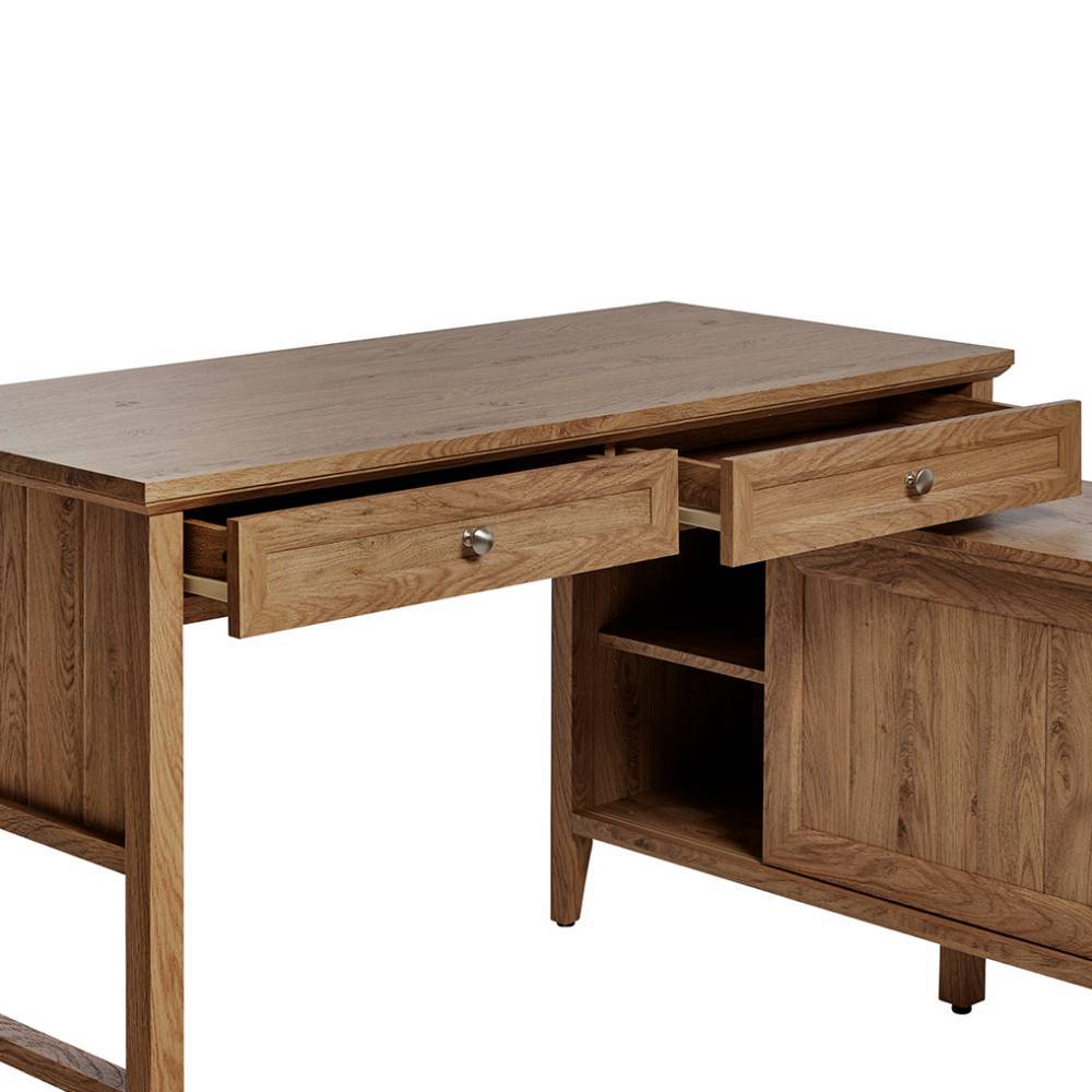 Landhaus-Schreibtisch mit Regal in Holzoptik Eiche - Zeonela