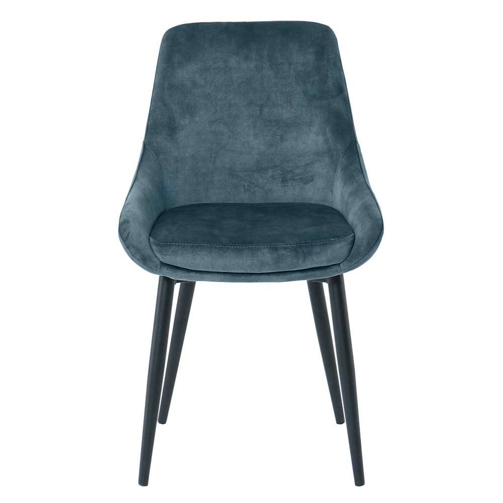 Blauer Polsterstuhl aus Samt - Ziviosca (2er Set)